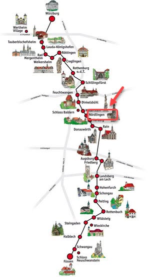 เส้นทาง Romantic road ขชองเยอรมนี เค้าจะเริ่มจากเมือง Würzburg จนถึงเมือง Füssen 😊