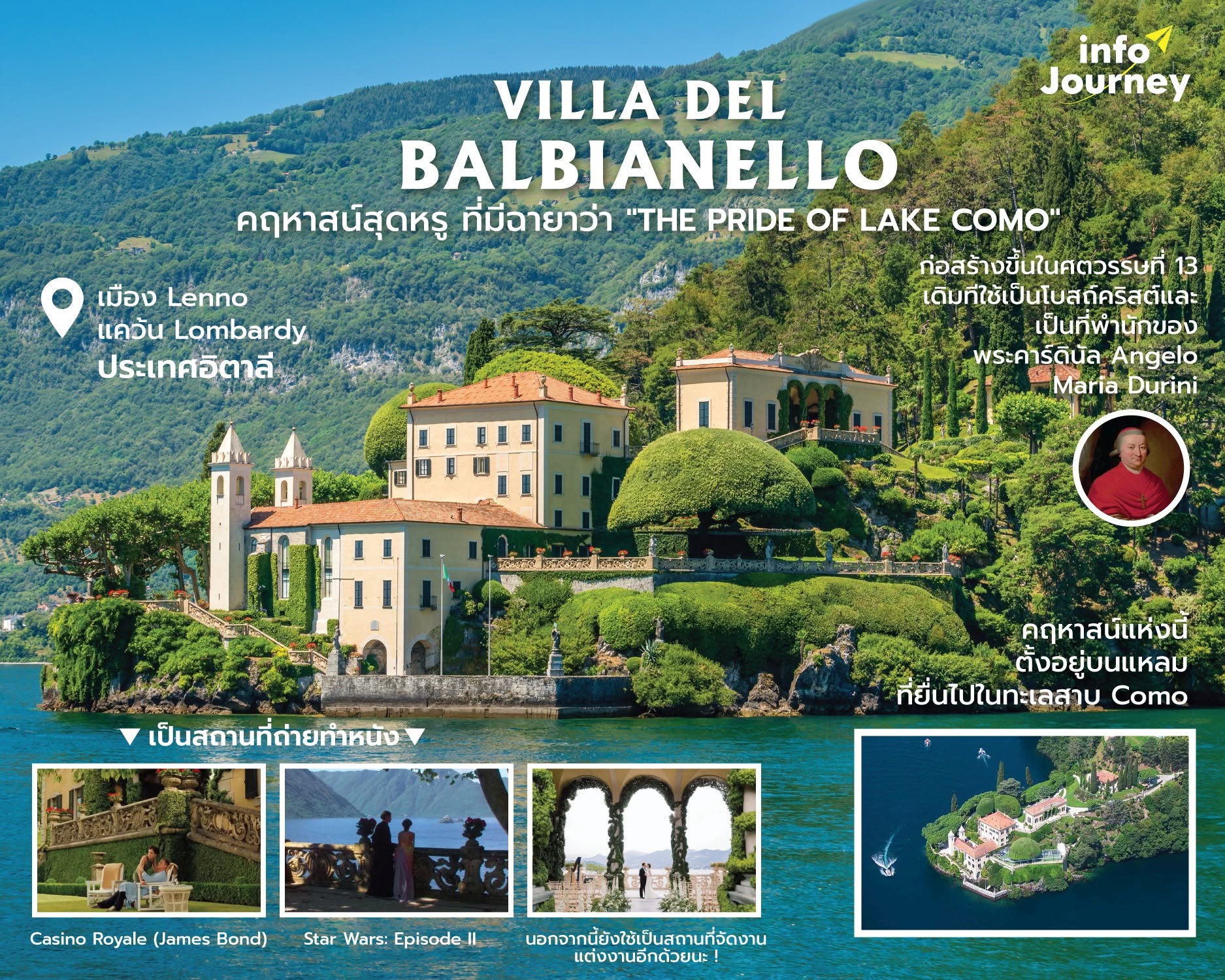 ชวนรู้จัก "Villa del Balbianello" คฤหาสน์สุดหรู ที่มีฉายาว่า "The Pride of Lake Como"