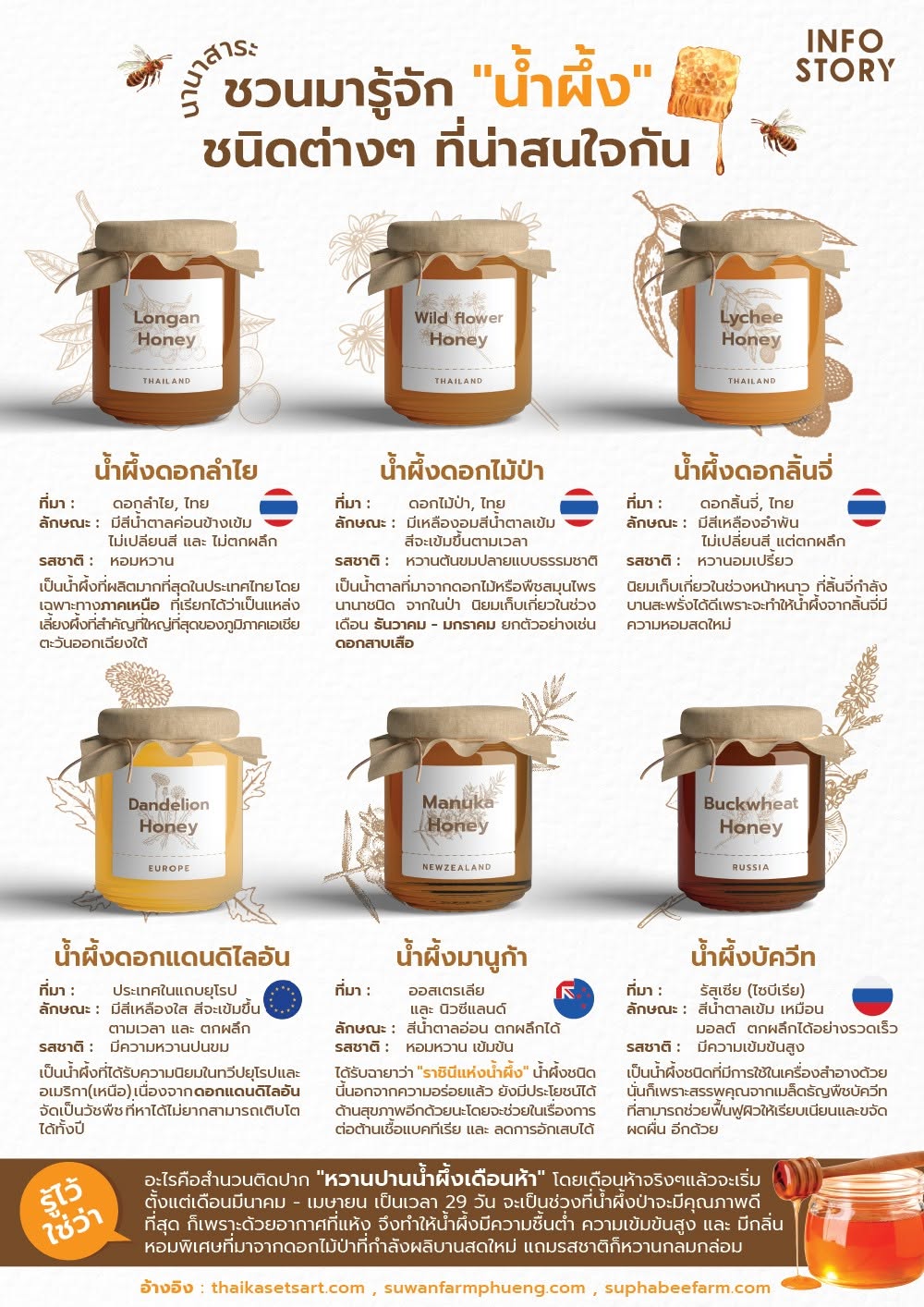 มารู้จัก "ชนิดของน้ำผึ้ง" ยอดนิยม ที่น่าสนใจกันเถอะ !